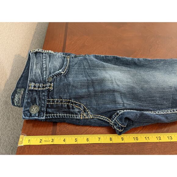 Silver Jeans Suki Capri W27 Blue 29x25 Thick Stitching Fade Medium Wash Low Rise - Picture 9 of 13